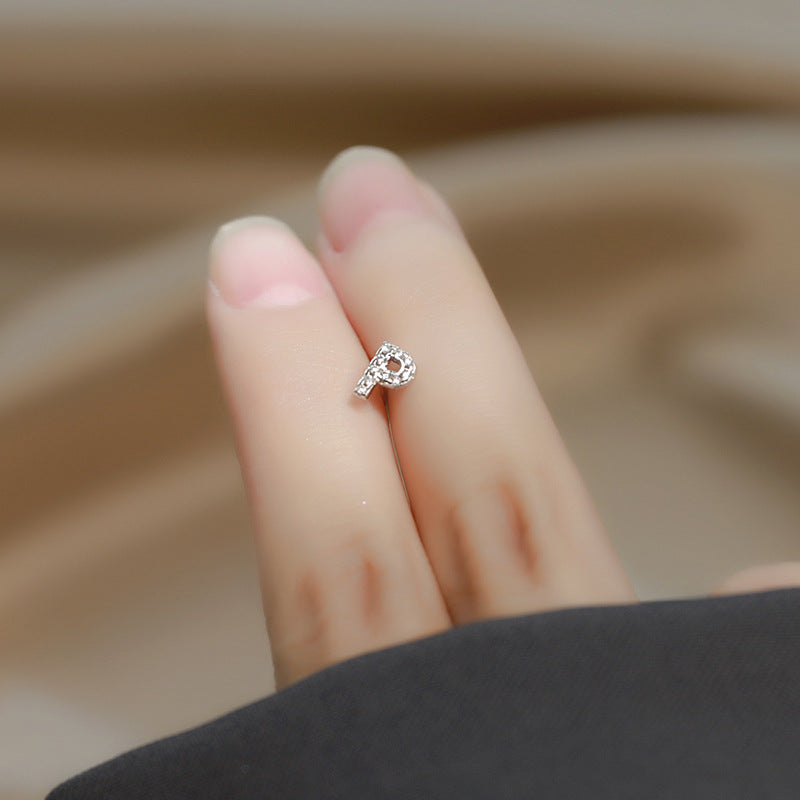 Wholesale Simple Niche Design Mini Full Diamond Earrings for Men and Women Sterling Silver Full Diamond 26 Letter Earrings